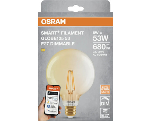 Osram Smart+ Filament Globe 125 53 E27 dimmbare Lampe