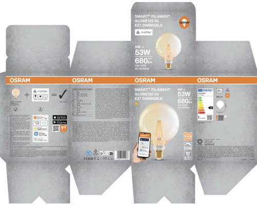 Osram Smart Filament Globe 125 53 E27 dimmbare Verpackung