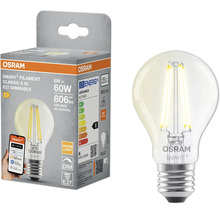 Osram Smart Filament Classic A 60 E27 dimmbare Glühbirne und Verpackung