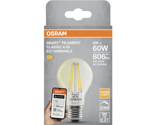 Osram Smart Filament Classic A 60 E27 dimmbare Glühbirne