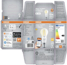 Verpackung einer Osram Smart+ Filament Classic P 40 E14 dimmbaren Lampe