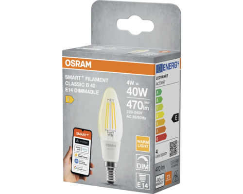 Osram Smart+ Filament Classic B 40 E14 dimmbare LED Lampe in Verpackung