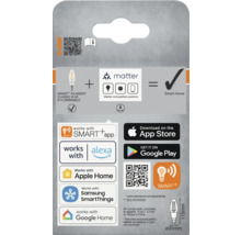 Verpackung einer dimmbaren Smart Filament Classic B 40 E14 Lampe mit Matter-Kompatibilität und Smart Home Integration