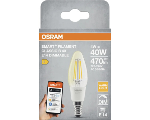 Osram Smart Filament Classic B 40 E14 dimmbare LED Lampe