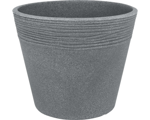 Pflanztopf geli Napoli Kunststoff Ø 28,8 cm H 24 cm betonfarben hell Grauer Pflanztopf mit gerippter Oberfläche