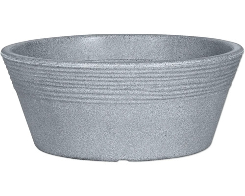 Pflanzschale geli Napoli Kunststoff Ø 29,5 cm H 12 cm betonfarben hell Grauer Pflanzkübel mit horizontaler Rillenstruktur