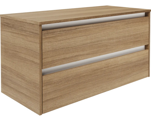 Waschtischunterschrank FACKELMANN VITA BxHxT 1004 x 516 mm x 465 mm mit Waschtischplatte Frontfarbe summer oak Waschtischunterschrank mit zwei Schubladen