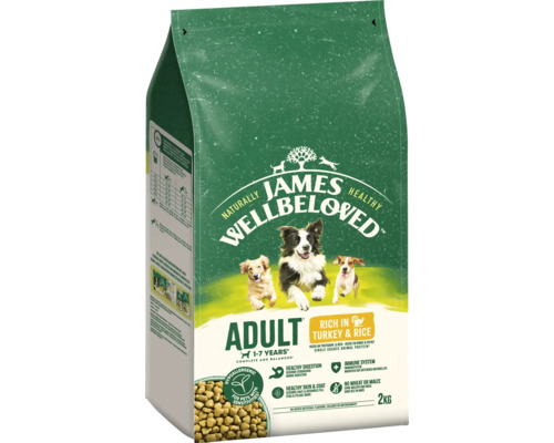 Hundefutter trocken JAMES WELLBELOVED™ Adult Truthahn & Reis 2 kg hypoallergen