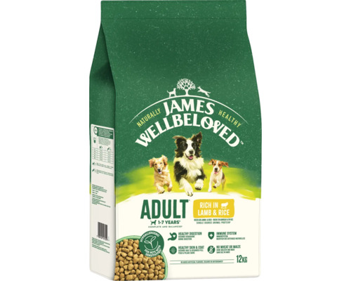 Hundefutter trocken JAMES WELLBELOVED™ Adult Lamb & Rice 12 kg, mit Lamm, Reis, hypoallergen