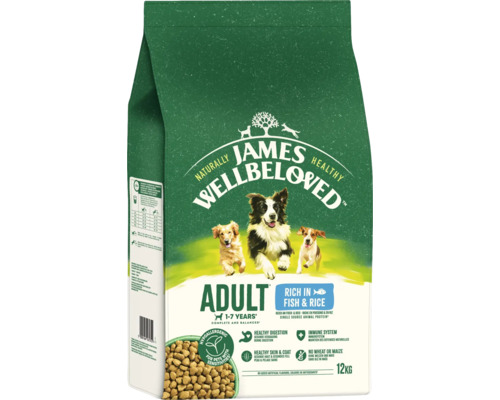 Hundefutter trocken JAMES WELLBELOVED™ Adult Fish & Rice 12 kg, mit Fisch, Reis, hypoallergen
