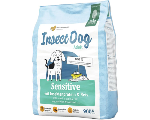 Hundefutter trocken GREEN PETFOOD Insect Dog Adult Sensitiv mit Insektenprotein & Reis 900 g Glutenfrei