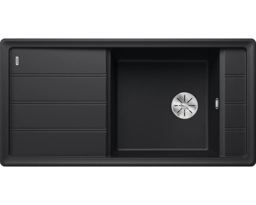 Schwarzes Spülbecken mit Abtropffläche