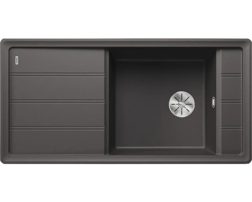Spüle Blanco FARON XL 6 S 100 x 50 cm felsgrau 524804 Dunkelgraue Küchenspüle mit Abtropffläche und Becken