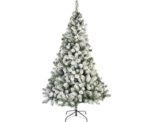Schneebedeckter künstlicher Weihnachtsbaum auf Ständer