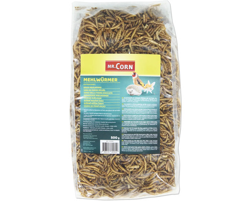 Mr. Corn Mehlwürmer, Hühner-, Teichfisch, Igel-, Reptilien-, Vogelzusatzfutter 500 g, getrocknet