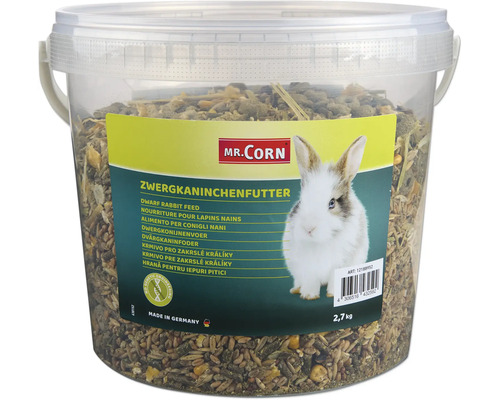 Nagerfutter Mr. Corn Zwergkaninchen 2,7 kg Eimer, ohne Gentechnik, Zwergkaninchenfutter im Eimer von Mr. Corn, 2,7 kg