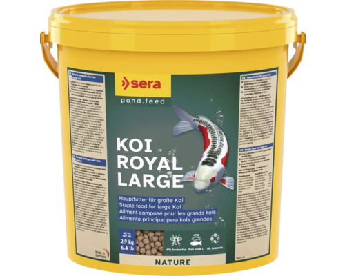Koifutter sera Koi Royal Large 10 L (2,9 kg) Teichfischfutter Sera Koi Royal Large Fischfutter im gelben Eimer für große Koi