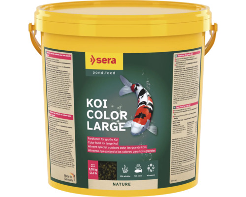 Koifutter sera Koi Color Large 21 L (5,55 kg) Teichfischfutter Gelber Eimer Sera Koi Color Large Fischfutter mit Informationen zu Inhaltsstoffen und Fütterungsempfehlungen