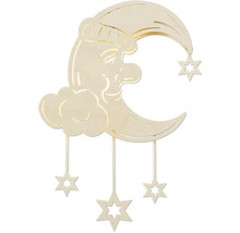 Dekorative Holzfigur Halbmond mit Sternen