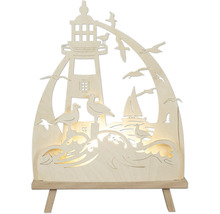 Dekorative Holzleuchte mit Leuchtturm-, Möwen- und Segelbootmotiv