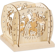 Weihnachtliche Holzdekoration mit Krippenmotiv