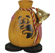 Räuchermann mit Gesicht, Glocke und Stoffdetails