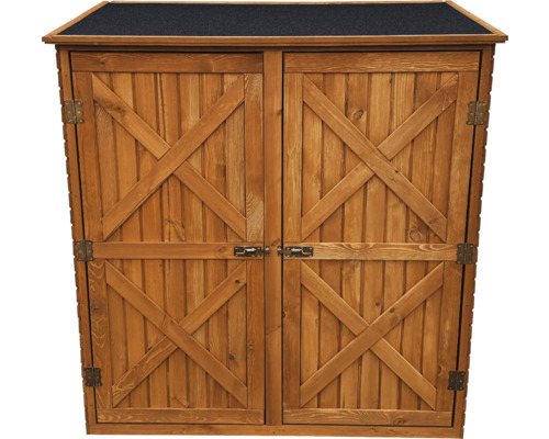 Holzschrank mit Doppeltür und Dach