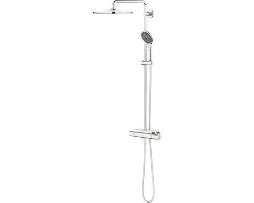 Duschsystem mit Kopfbrause, Handbrause und Thermostatmischer