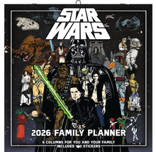 Star Wars Familienplaner 2026 mit sechs Spalten und 160 Aufklebern