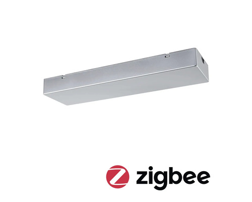 Silberfarbene Unterbauleuchte mit Zigbee Logo
