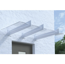 Vordach aus Glas und Metall über einer Haustür