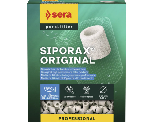 Fitermedium sera Pond Siporax Original 10 L (2 kg), biologisches Hochleistungsfiltermedium ⌀ ca. 25 mm