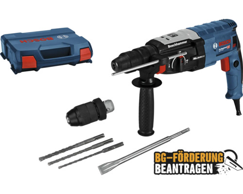 Bohrhammer mit SDS plus Bosch Professional GBH 2-28 F inkl. Flachmeißel, 3-tlg. Bohrer-Set SDS plus-5 (6/8/10 mm) und L-Case Bosch Bohrhammer mit Zubehör und Transportkoffer
