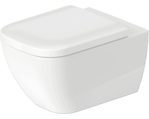 DURAVIT Wand-WC Happy D.2 Tiefspüler offener Spülrand weiß glänzend mit antibakterielle HygieneGlaze Beschichtung ohne WC-Sitz 2222092000 Wand-Tiefspülklosett aus Keramik mit geschlossenem Spülrand