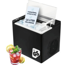 Eiswürfelmaschine mit Eiswürfeln und einem Glas Cocktail