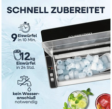 Gourmetmaxx Eiswürfelbereiter mit Hinweisen zur Zubereitungszeit und Menge