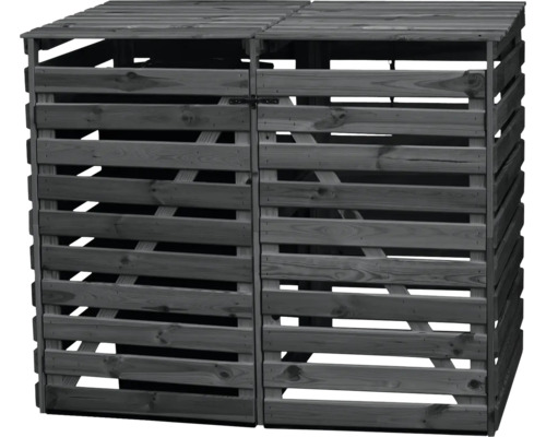 Doppelter Gerätehaus aus Holz mit Lamellenoptik für den Aussenbereich