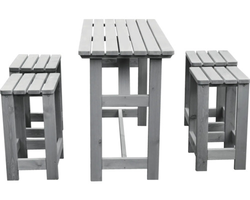 Holz Stehtischset mit zwei Hockern