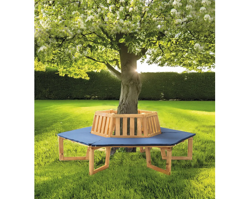 Baumbank 360° Holz 4 Sitzer braun inkl. Sitzauflagen