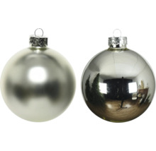Zwei Weihnachtskugeln aus Glas mit Aufhängung