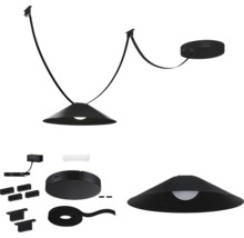 Schwarze Pendelleuchte mit Zubehör