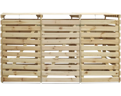 Holz Mülltonnenbox für drei Mülltonnen