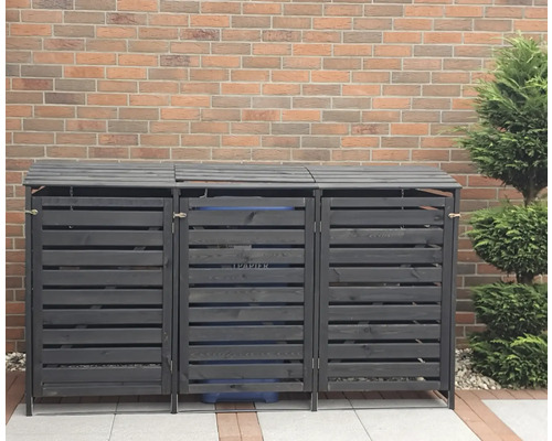 Mülltonnenbox promadino Vario III für 3 Tonnen 219 x 92 x 122 cm anthrazit