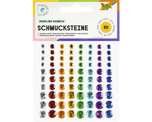 Schmucksteine selbstklebend bunt 80er-Set