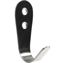 Einzelner Wandhaken aus Metall mit zwei Befestigungslöchern
