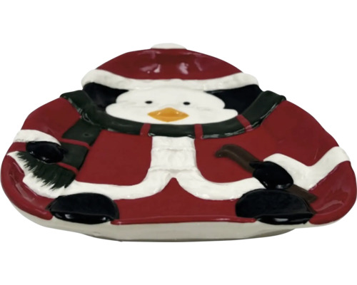 Dekorative Schale im Design eines Pinguins mit Weihnachtsmütze und Schal