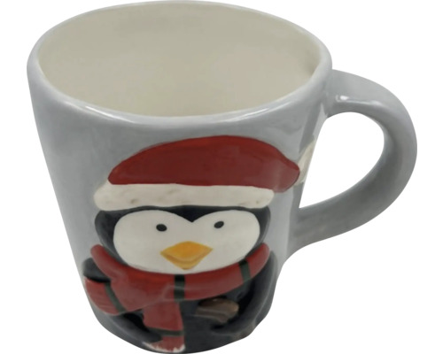 Tasse mit Pinguinmotiv und Weihnachtsmütze