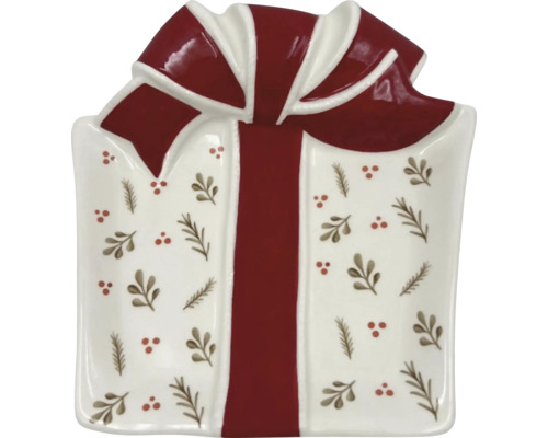 Dekorative Schale in Geschenkform mit Schleife und Muster