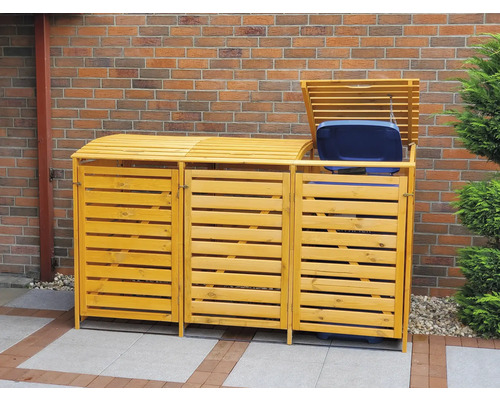 Mülltonnenbox Vario III für 3 Tonnen 219 x 92 x 122 cm honigbraun