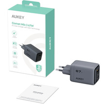 Aukey Comet Mix 3 67W Netzteil mit GaN Technologie in Verpackung und Bedienungsanleitung
